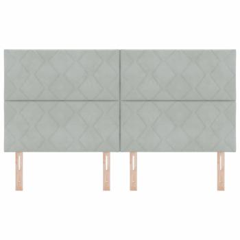 LED Kopfteil Diamantblocks Design Hellgrau 180 cm Samt