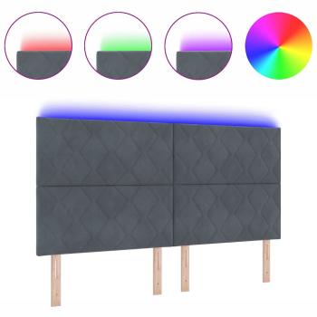 LED-Kopfteil Diamantblockdesign Dunkelgrau 180 cm Velvet