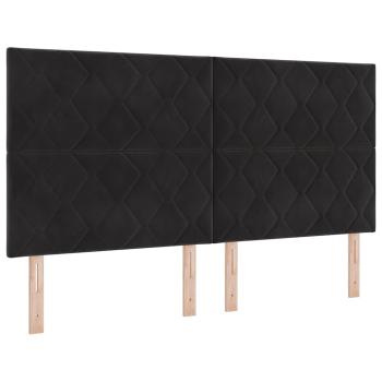 LED Kopfteil Diamantblock Design Schwarz 180 cm Samt