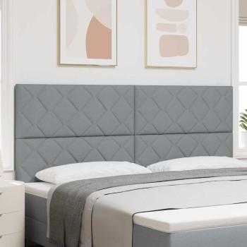 ARDEBO.de - LED Kopfteil Rautenmuster Hellgrau 200 cm Stoff