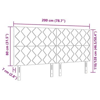 LED Kopfteil Rautenmuster Hellgrau 200 cm Stoff