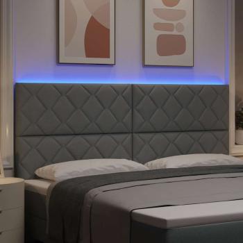 LED Kopfteil Rautenmuster Hellgrau 200 cm Stoff