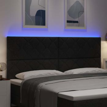 LED Kopfteil Rautenmuster Schwarz 200 cm Stoff