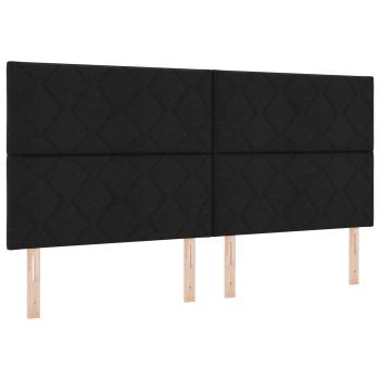 LED Kopfteil Rautenmuster Schwarz 200 cm Stoff