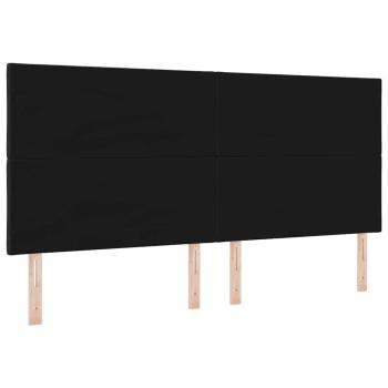 LED Kopfteil Rautenmuster Schwarz 200 cm Stoff