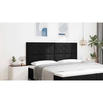 LED Kopfteil Rautenmuster Schwarz 200 cm Stoff