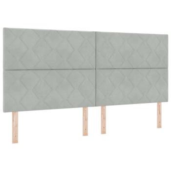 LED Kopfteil Diamantblock Design Hellgrau 200 cm Samt