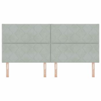 LED Kopfteil Diamantblock Design Hellgrau 200 cm Samt