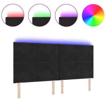 LED Kopfteil - Schwarzes Diamantblockdesign - 200 cm - Velvet