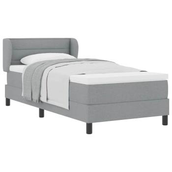 Boxspringbett mit Matratze Hellgrau 90x200 cm Stoff