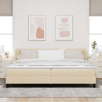 Boxspringbett mit Kopfteil Creme 200 x 200 cm Stoff