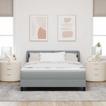 Boxspringbett mit Matratze Hellgrau 140x190 cm Stoff