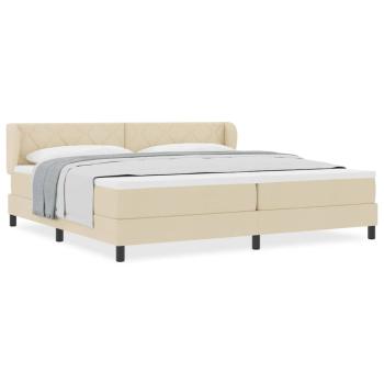 Boxspringbett mit Matratze Creme 200x200 cm Stoff