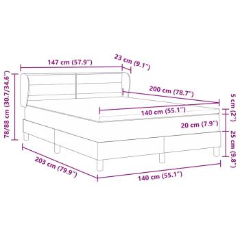 ARDEBO.de - Boxspringbett mit Matratze Blau 140x200 cm Stoff