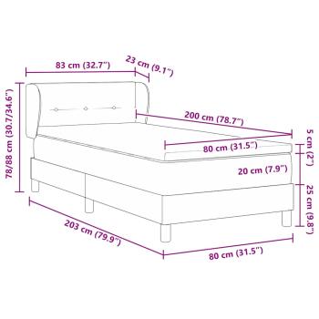 Boxspringbett mit Matratze Taupe 80x200 cm Stoff