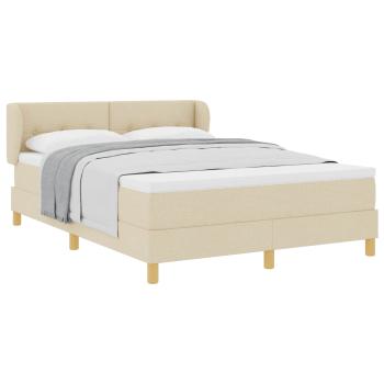 Boxspringbett mit Kopfteil Creme 140 x 200 cm Stoff