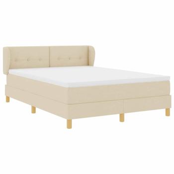 Boxspringbett mit Kopfteil Creme 140 x 200 cm Stoff