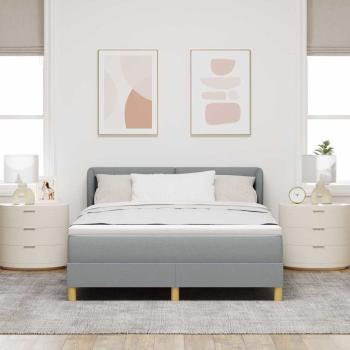 Boxspringbett mit Kopfteil Hellgrau 160 x 200 cm Stoff