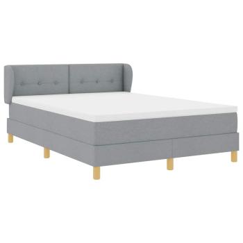 Boxspringbett mit Kopfteil Hellgrau 160 x 200 cm Stoff