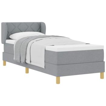Boxspringbett mit Matratze Hellgrau 80x200 cm Stoff
