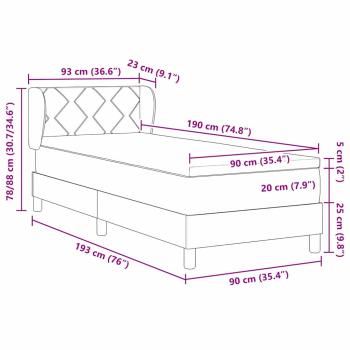 Boxspringbett mit Matratze Dunkelgrau 90x190 cm Stoff