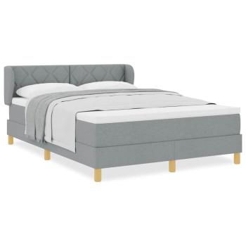 Boxspringbett mit Matratze Hellgrau 140x200 cm Stoff
