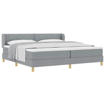 Boxspringbett mit Matratze Hellgrau 200x200 cm Stoff