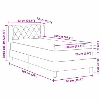 Boxspringbett mit Matratze Dunkelblau 90x190 cm Samt