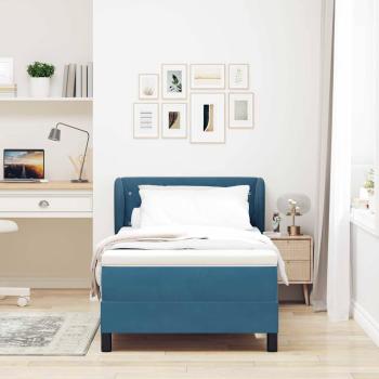 Boxspringbett mit Matratze Dunkelblau 90x190 cm Samt