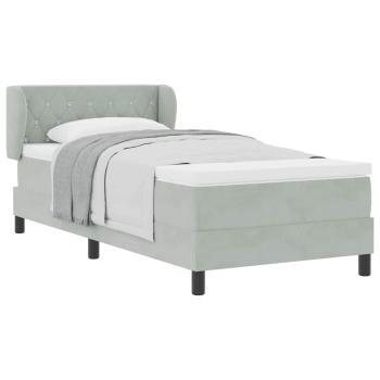 Boxspringbett mit Matratze Hellgrau 90x200 cm Samt