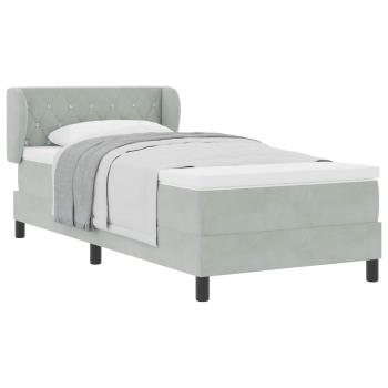Boxspringbett mit Matratze Hellgrau 90x200 cm Samt
