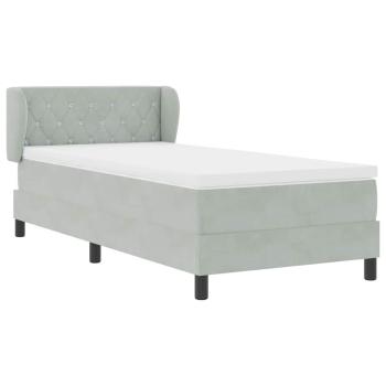 Boxspringbett mit Matratze Hellgrau 90x200 cm Samt
