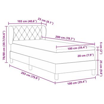 Boxspringbett mit Matratze Schwarz 100x200 cm Samt
