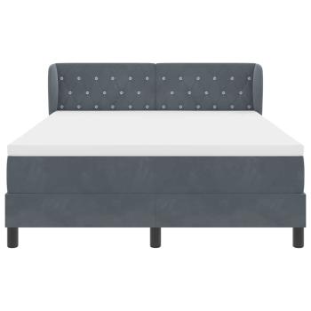 Boxspringbett mit Matratze in Dunkelgrau, 140x190 cm, aus Samt