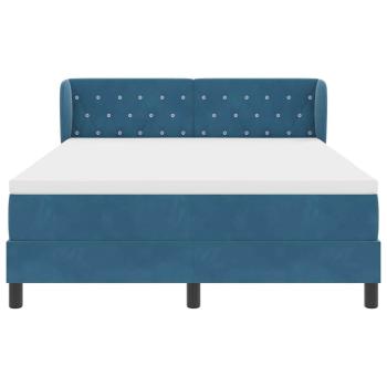 Boxspringbett mit Matratze Dunkelblau 140x190 cm Samt