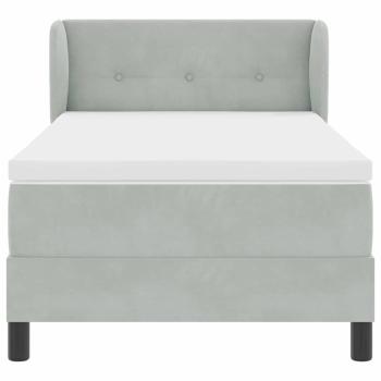 Boxspringbett mit Kopfteil Hellgrau 90 x 190 cm Samt