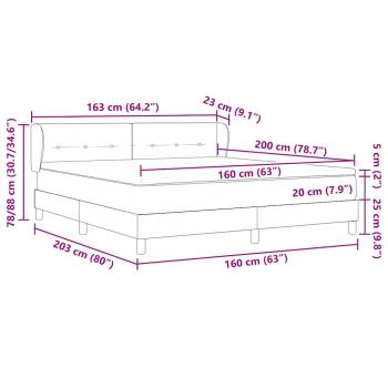 Boxspringbett mit Matratze Dunkelgrau 160x200 cm Samt