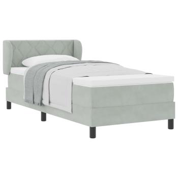Boxspringbett mit Matratze Hellgrau 90x190 cm Samt