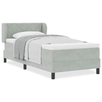 Boxspringbett mit Matratze Hellgrau 90x190 cm Samt