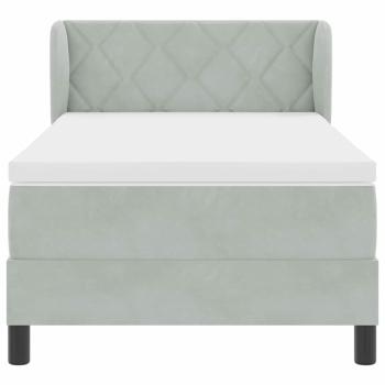 Boxspringbett mit Matratze Hellgrau 90x190 cm Samt