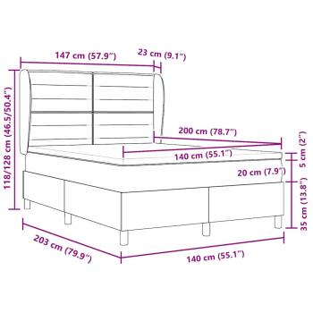Boxspringbett mit Matratze Hellgrau 140x200 cm Stoff