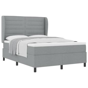 Boxspringbett mit Matratze Hellgrau 140x200 cm Stoff