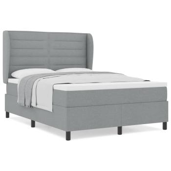 Boxspringbett mit Matratze Hellgrau 140x200 cm Stoff