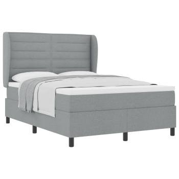 Boxspringbett mit Matratze Hellgrau 140x200 cm Stoff