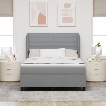Boxspringbett mit Matratze Hellgrau 140x200 cm Stoff
