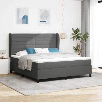 ARDEBO.de - Boxspringbett mit Matratze Dunkelgrau 180 x 200 cm Stoff