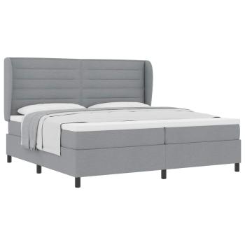 Boxspringbett mit Matratze Hellgrau 200x200 cm Stoff