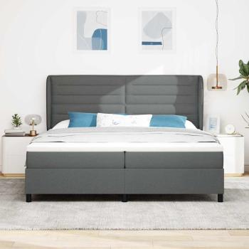 Boxspringbett mit Matratze Dunkelgrau 200x200 cm Stoff
