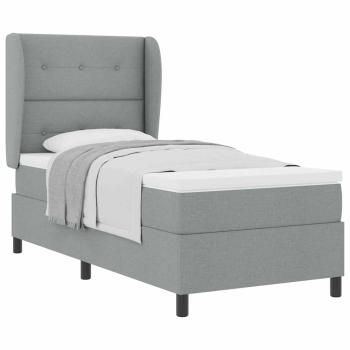 Boxspringbett mit Matratze Hellgrau 100x200 cm Stoff