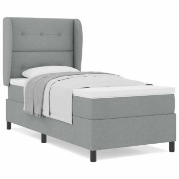 Boxspringbett mit Matratze Hellgrau 100x200 cm Stoff